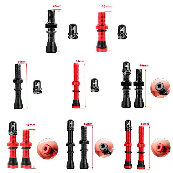 1/2 st Schrader A/V-ventiler Amerikansk ventil RÖD 40MM2ST 2ST Red 40mm2pcs-2pcs