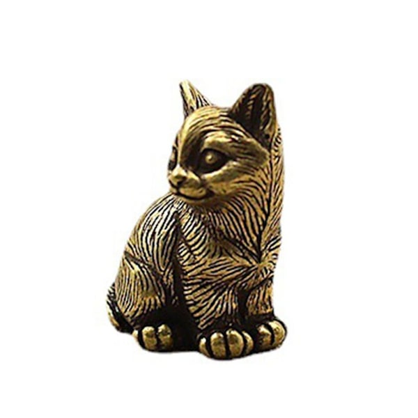 Mini Cat Statue Messing Metall Statue Dyrefigurer