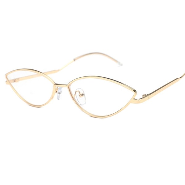 Cat Eye Metal Solbriller Designer Solbriller GULD-PLAIN BRILLER Gold-Plain Glasses