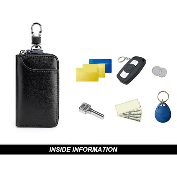 Bilnøkkelveske Nøkkelholder SORT MED SPENNE MED SPENNE Black With Buckle-With Buckle