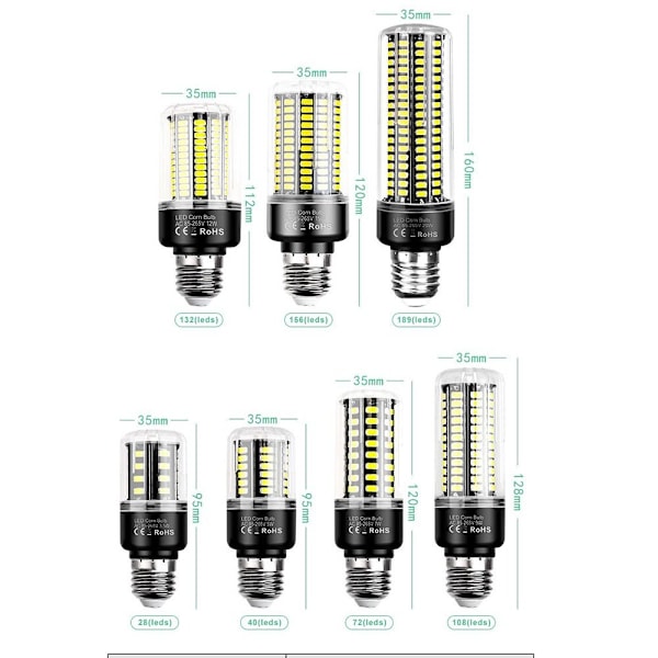 LED Mais Lyspærer Mais Lampe E27-15W-HVIT LYS E27-15W-White Light