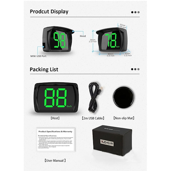 Bil GPS HUD Head-Up Display KM/H KM/H