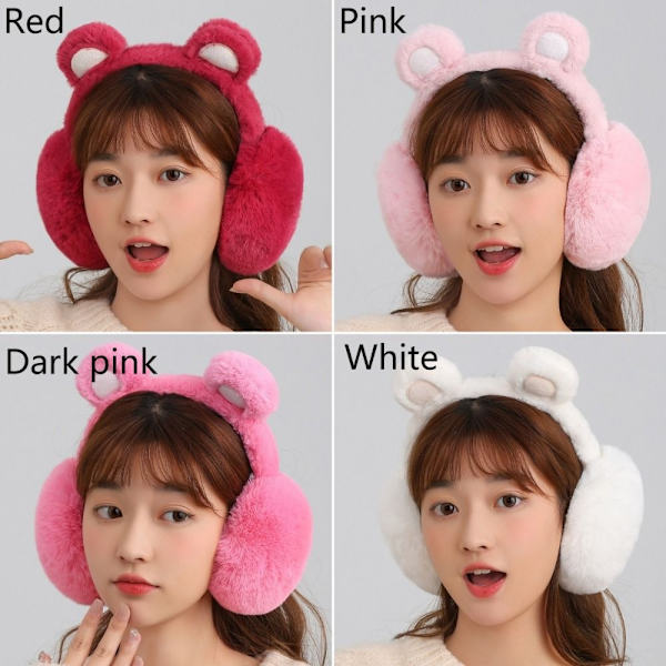 Pehmoinen korvanlämmitin Talvilämmin kuulosuojaimet DARK PINK BEAR BEAR Dark pink Bear-Bear
