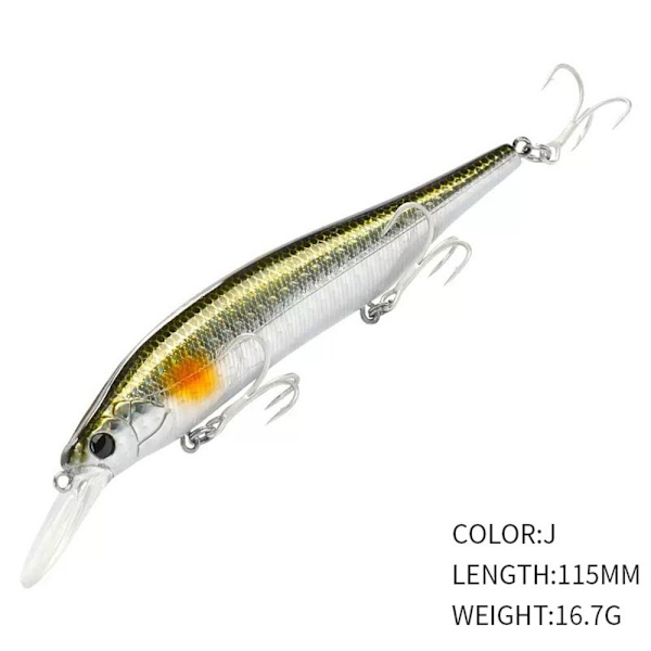 synkende Minnow Baits Fish Hooks J J J