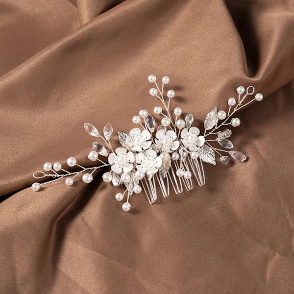 Blomsterperle-hårkam Krystallrhinestone-hårnåler 2 2 2