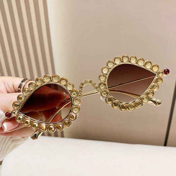 Rhinestone Solglasögon Diamond Solglasögon GOLD-TEA GOLD-TEA Gold-Tea