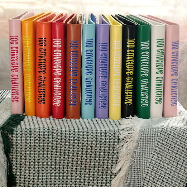 100 kirjekuoren haaste Binder Kirjekuoret Säästöhaasteet red