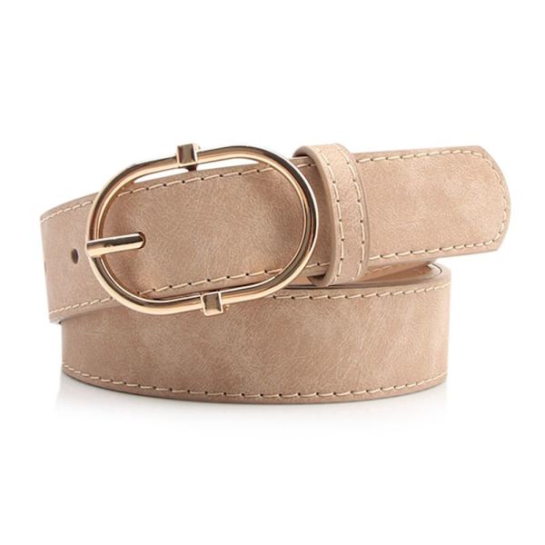 Matt läderbälte Guldspänne Midjeband KHAKI khaki