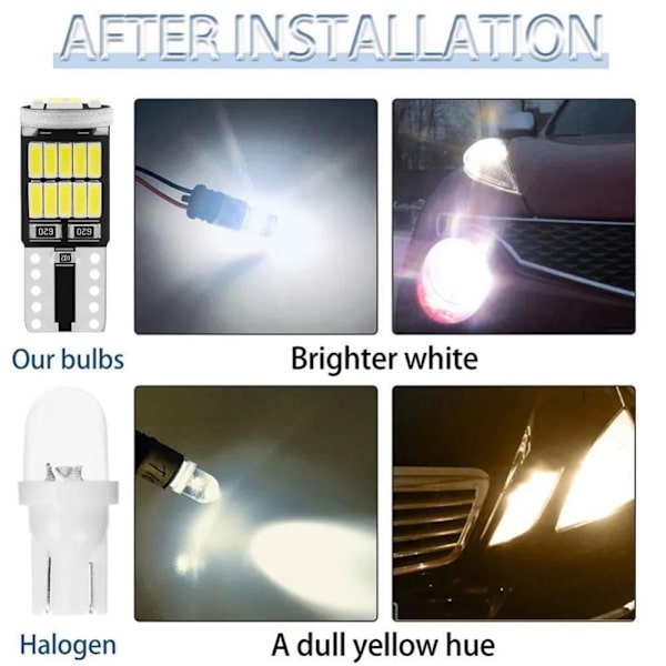 10st Bil LED-lampa LED-signalljus VIT white