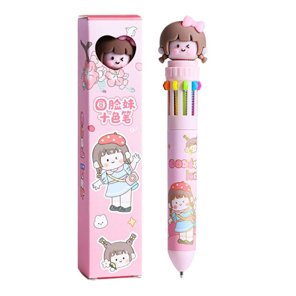 2stk 10-farger kulepenn 10-farger ROSA Pink