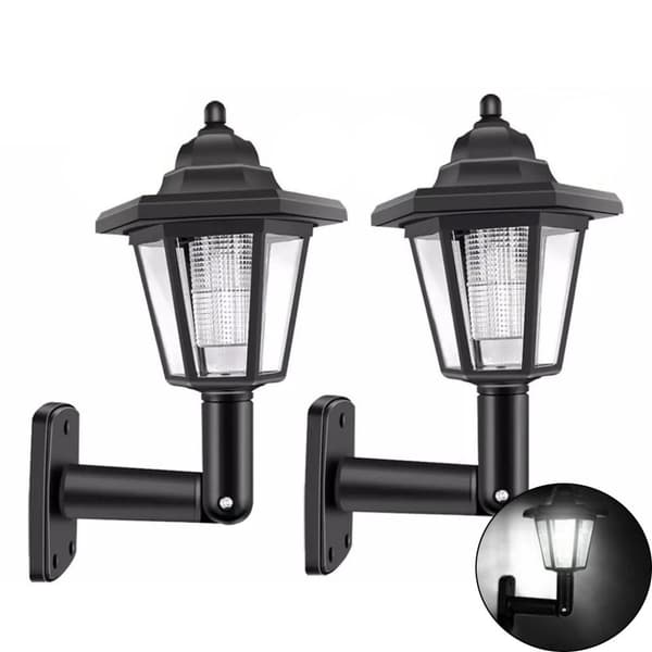 2 stk. sekskantede solcellelamper retro lykt 2 stk. 2 stk. 2pcs