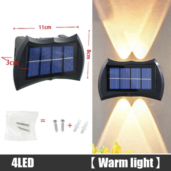 LED Solar Light Exteriör Vägglampa 4LED WARM 4LED WARM 4LED Warm
