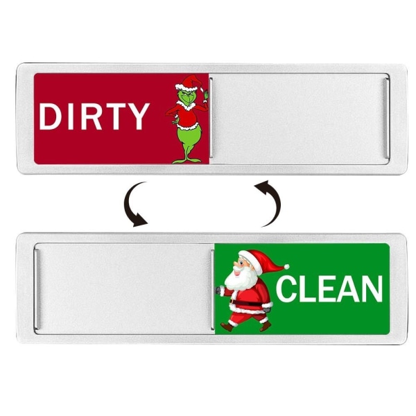 Christmas Clean Dirty Sign Reminder Signs WHITE STYLE 2 STIL 2 White Style 2-Style 2