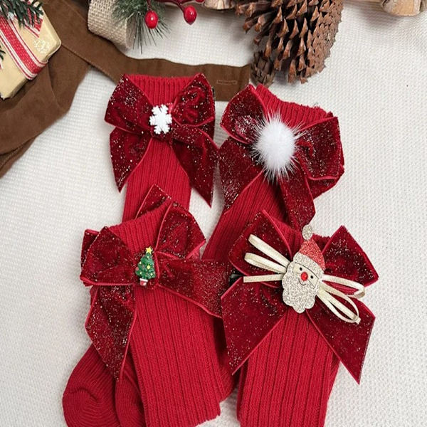 Vinter Baby Flickor Pojkar Julstrumpor Barn Knähög strumpa MSanta Claus Red