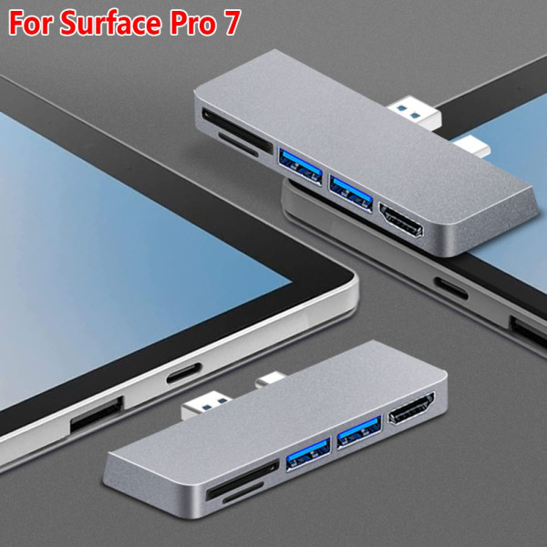 Microsoft Surface Pro 7 -telakointiasemalle USB 3.0 HUB Black
