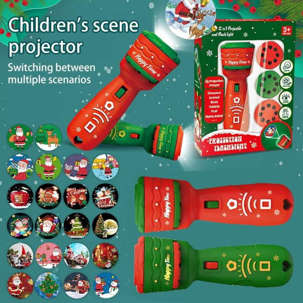 Juleprojektionslys Lommelygteprojektor til børn GRØN 1 Green 1