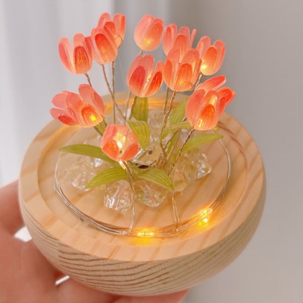 Tulip Nattlys Blomsterlampe ROSA pink