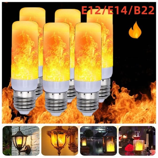 LED brinnande glödlampor Flameffekt Eldljus E14 E14