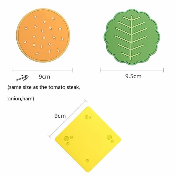 8 stk/sett Burger Shape Coaster Cup Pad Isolasjonsmatte