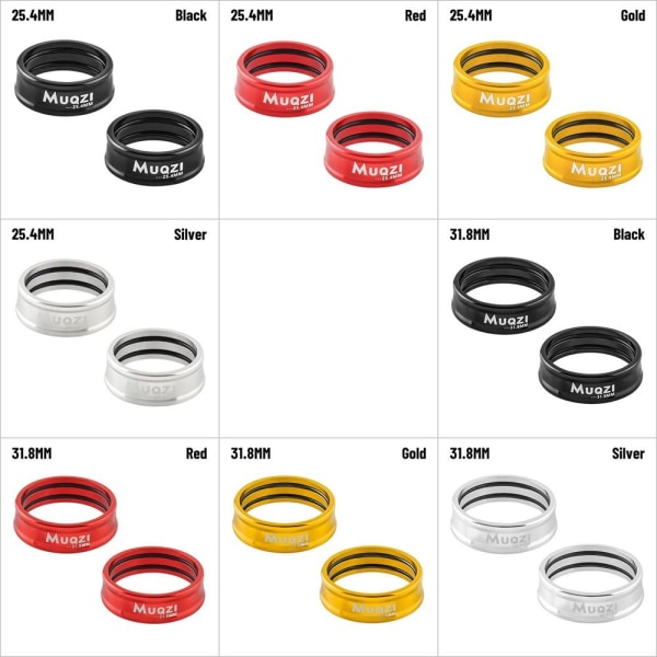 1 par Styr Låsering Lige Håndtag Grænse-ring RØD 25,4MM Red 25.4MM