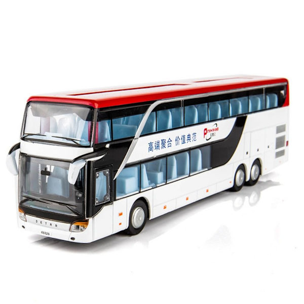 Alloy Bus Model Double Sightseeing Bus VALKOINEN white