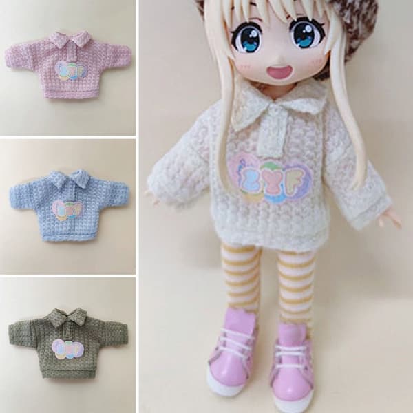 Mini strikket genser 1/12 Doll Cardigans HVIT White