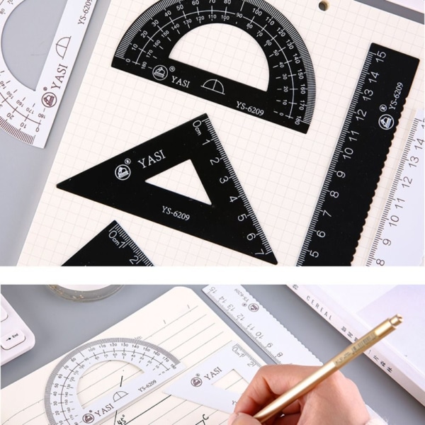 4 kpl / set Piirustustyökalut Math Geometry Tool VALKOINEN white