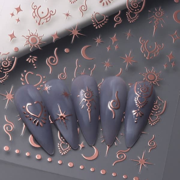 5 Styck/ Set Nail Sticker Slider Dekaler SILVER SILVER Silver