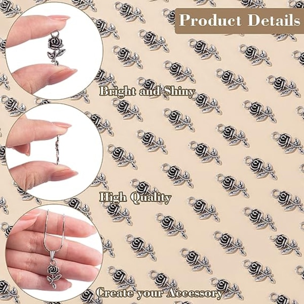 120 kpl Charms Rose Charms -kukkariipuksia SET