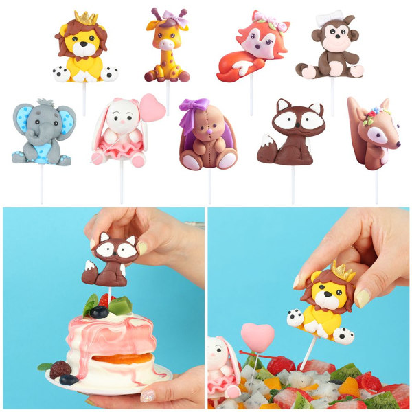 Tecknad Woodland Animal Cake Topper STIL 8 STIL 8 Style 8