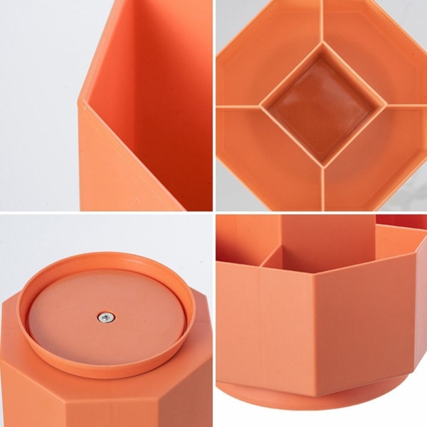 Rotary Pen Holder Stationery Organizer ORANGE Orange