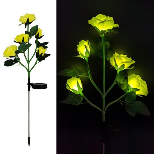 Rose Solar Lights Blomma LED-lampa GUL yellow