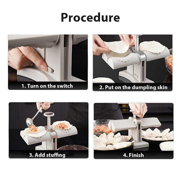 Helautomatisk Dumpling Machine Dubbelhuvud White