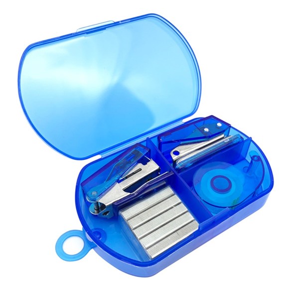 Blå Mini Kontorrekvisita Sett Mini Portable Case Mini Blue