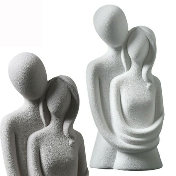 Humanoid Ornament Kramade Par Skulptur GRÅ grey