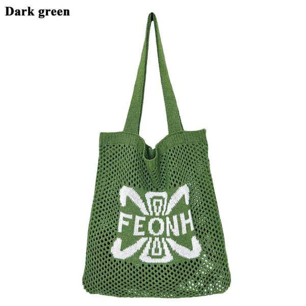 Axelväskor Virkad väska MÖRKGRÖN dark green
