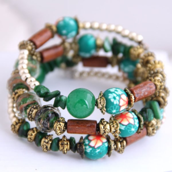 Bohemian Armbånd Multilayer Armbånd GRØN Green