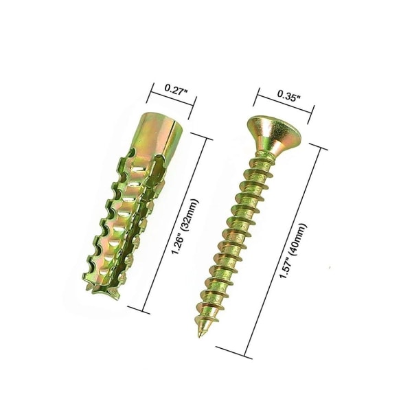 100st Väggankare med skruvar Molly Bolt Skruvar Set ihålig