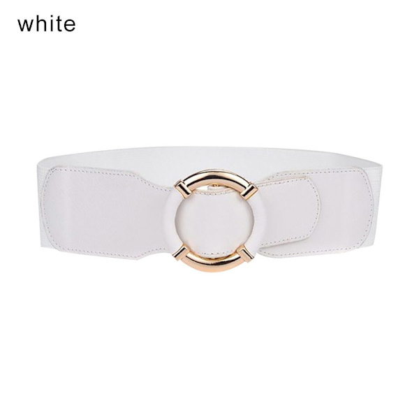 Dam Stretch midjeband Elastiskt guld cirkel spänne VIT white