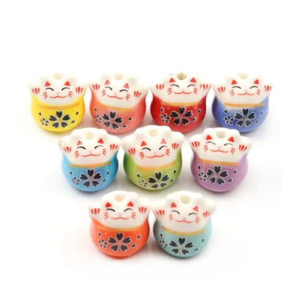26 STK Lucky Cat Beads Cat Porcelæn Spacer Beads Fortune Cat