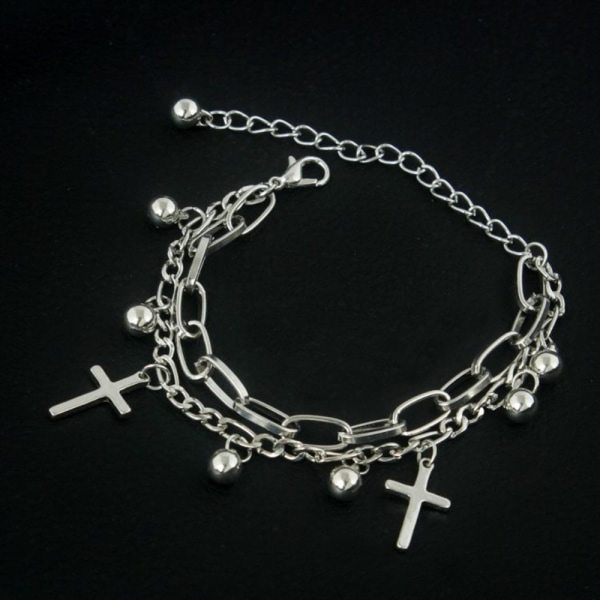 Metal armbånd Punk Hip Hop armbånd Titanium stål armbånd Silver 22cm