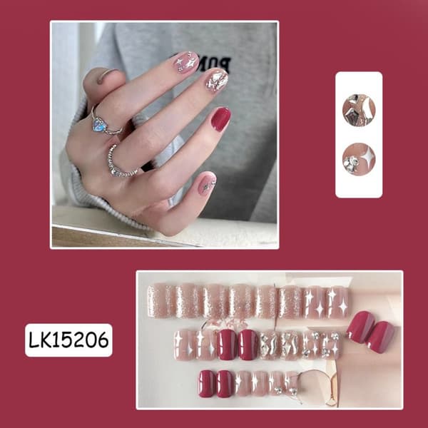 24st False Nails Short Square French 15206