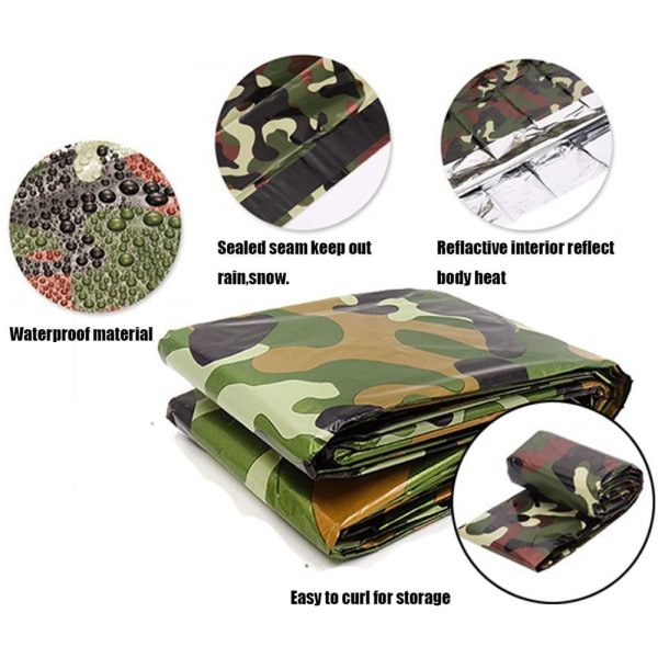 Sovsäck för utomhusbruk, nödfilt, termisk, håller dig varm, CAMO Camo 1.3X2.1m-Sleeing Mat