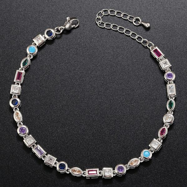 Candy Armbånd Cubic Zircon Armbånd SØLV HALSKÆDE485MM Silver Necklace485mm