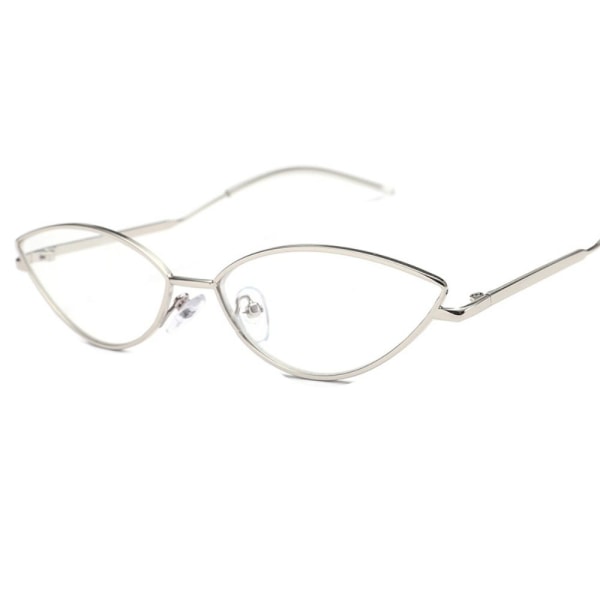 Cat Eye Metal Solglasögon Designer Solglasögon SILVER-PLAIN Silver-Plain Glasses