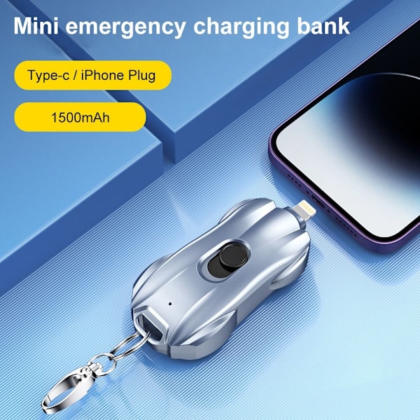 Bærbar Power Bank Nødoplader SØLV TIL IPHONE Silver for iPhone