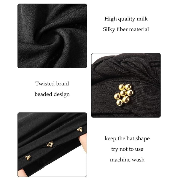 Kvinder Turban Cap Beaded Tørklæde KAFFE coffee