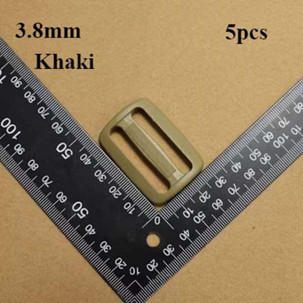 5 stk Tri Glide Slider Ladder Låsespænder KHAKI 3,8MM Khaki 3.8mm