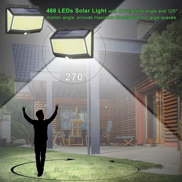 468 LED aurinkoseinävalaisimet aurinkolamppu