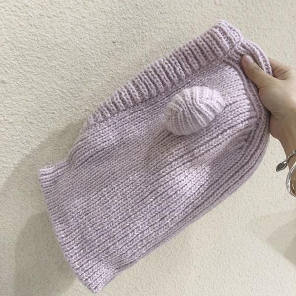 Pullover Stickad Mössa Varm Balaclava Mössa LJUSLILA light purple